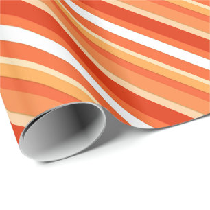Papel De Presente Listras doces em camadas - laranja e branco