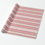 Papel De Presente Listras Douradas e rosa<br><div class="desc">Papel de enrolamento em tiras,  listradas,  cor-de-rosa e Dourada</div>