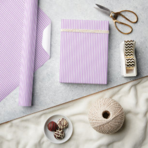 Papel De Presente Listras Elegantes Branco - Lilás Suave