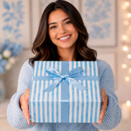 Papel De Presente Listras Elegantes de Aquarela em Azul Água