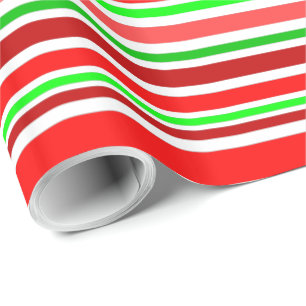 Papel De Presente Listras estilo bengala de Natal Vermelho Verde Bra