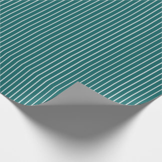 Papel De Presente Listras Finas Brancas em Azul Teal Escuro