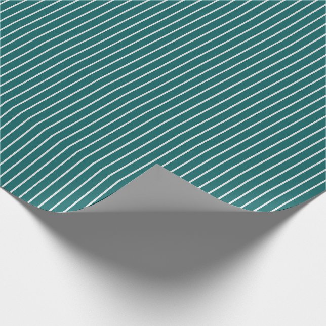 Papel De Presente Listras Finas Brancas em Azul Teal Escuro (Ponta)