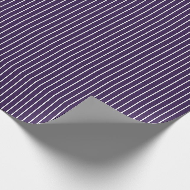 Papel De Presente Listras Finas Brancas em Roxo Escuro (Ponta)