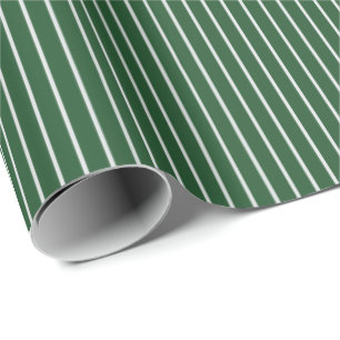 Papel De Presente Listras Finas Brancas em Verde Escuro