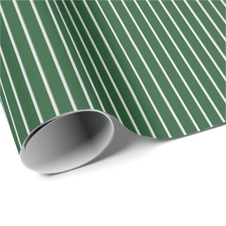 Papel De Presente Listras Finas Brancas em Verde Escuro