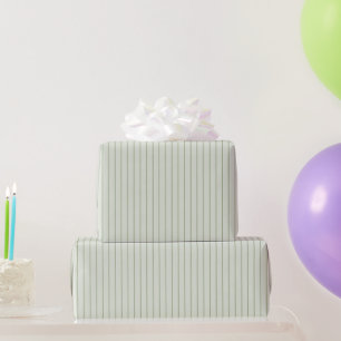 Papel De Presente Listras Finas de Hortelã Verde de Aniversário