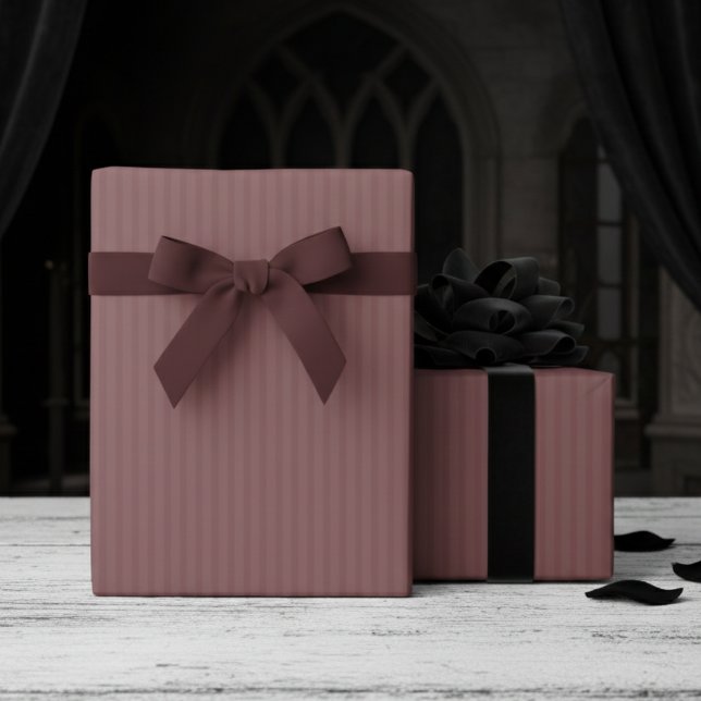 Papel De Presente Listras Finas Roxas Elegantes (Gothic Dark Mauve Wrapping Paper for Her. Elegant Simple Hallowedding Gift Wrap in Gothic Pink)