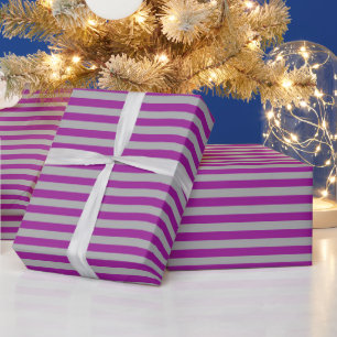 Papel De Presente Listras Finas Vintage Roxo e Cinza