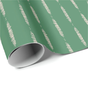 Papel De Presente Listras geométricas verdes boêmio rústico vintage