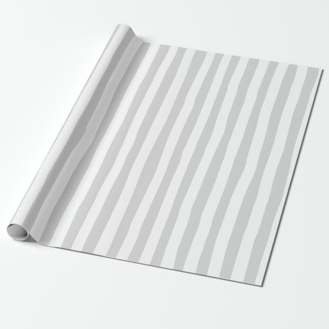 Papel De Presente Listras Irregulares Cinza Claro e Branco (Desenrolado)