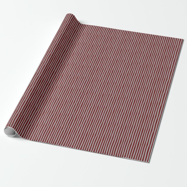 Papel De Presente Listras Irregulares Vermelho Escuro e Cinza (Desenrolado)