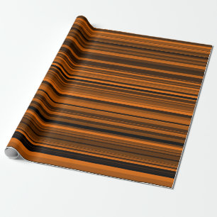 Papel De Presente Listras Laranja Marrom Preto