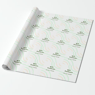 Papel De Presente Listras laranja verdes adicionam nome mensagem tex