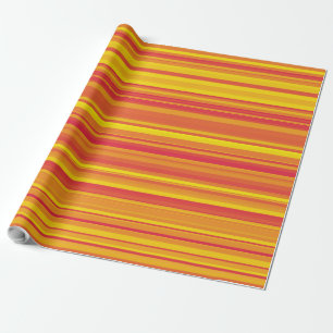 Papel De Presente Listras Laranja Vermelho Amarelo