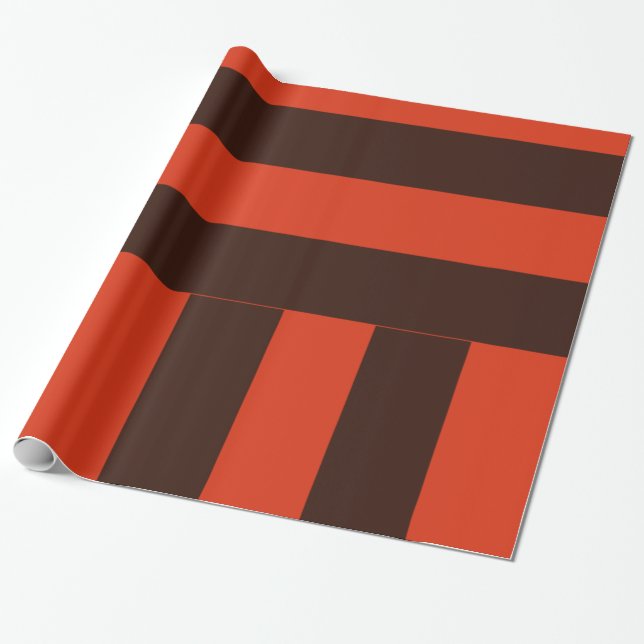 Papel De Presente Listras Marrons Escuras e Laranjas Escuras (Desenrolado)