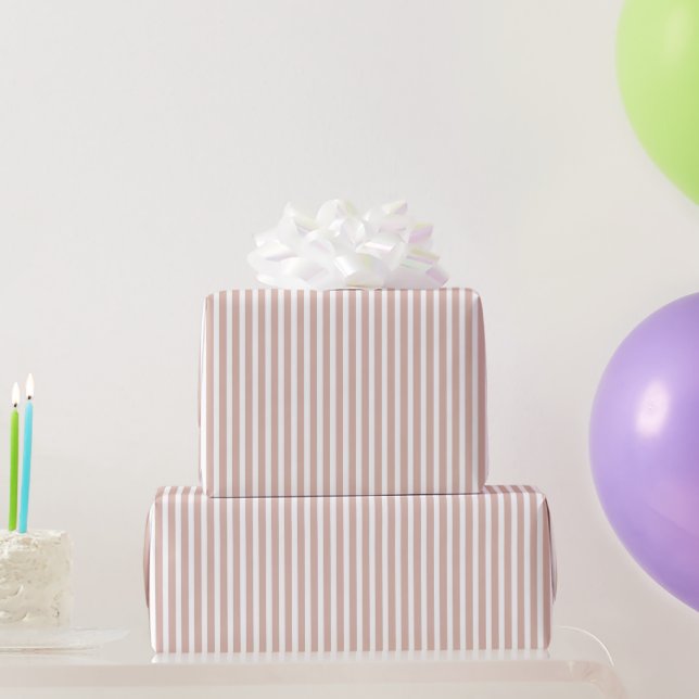 Papel De Presente Listras Médias Rosa Branco Aniversário (Presentes para festas)