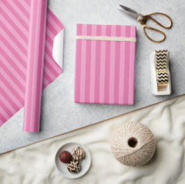 Papel De Presente Listras Ombre Rosa de Menina Quente Clássico Brilh