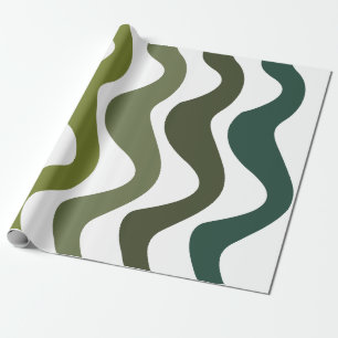 Papel De Presente Listras Onduladas Verdes
