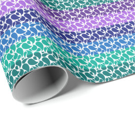 Papel De Presente Listras Paisley em Moderno Azul Verde Roxo Branco
