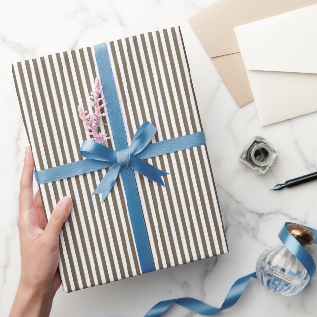 Papel De Presente Listras Pesadas Marrom e Branco (Presentear)