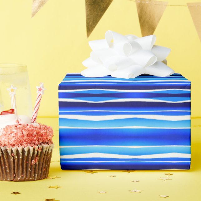 Papel De Presente Listras pintadas de preto e azul (Festa de aniversário)