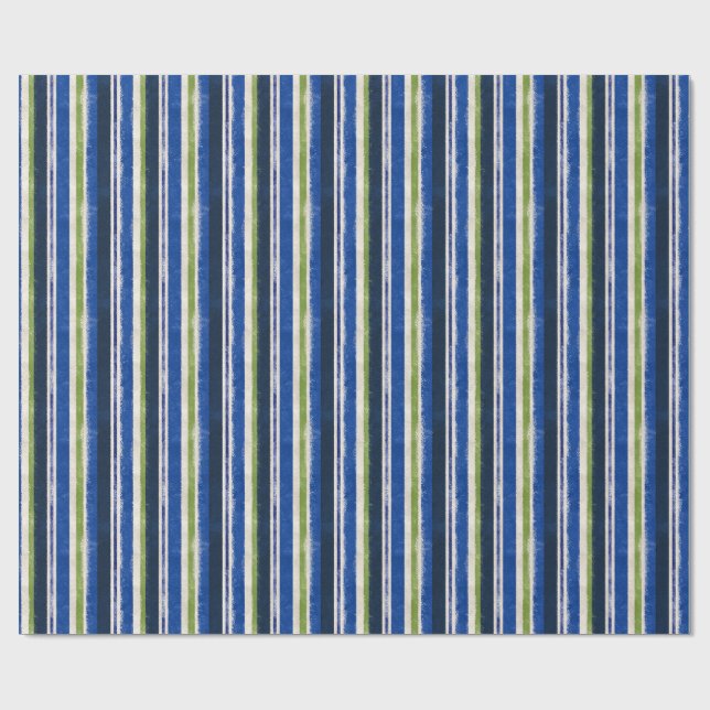 Papel De Presente Listras Préppy Azul Marinho Verde (Aberto)