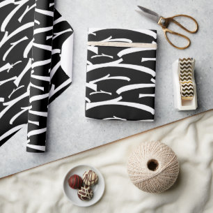 Papel De Presente Listras Pretas e Brancas Elegantes e Na Moda