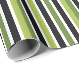 Papel De Presente Listras Pretas Verdes
