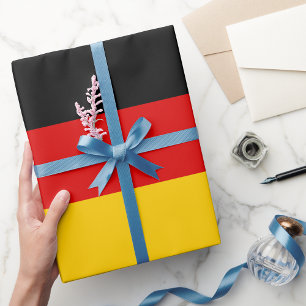 Papel De Presente Listras Pretas Vermelhas Douradas Alemãs 2.3" para