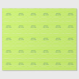 Papel De Presente Listras retrô amarelo verde neon adicionam nome ci