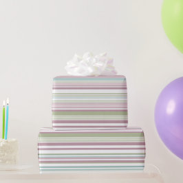 Papel De Presente Listras rosa, aqua, hortelã, chuva de primavera e