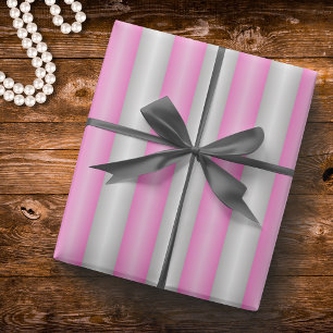 Papel De Presente Listras Rosa Neon Modernas com Efeito 3D