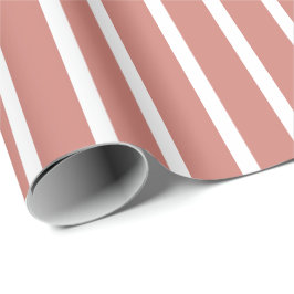 Papel De Presente Listras Rosa Terracota e Branco