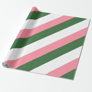 Papel De Presente Listras rosa, verdes e brancas