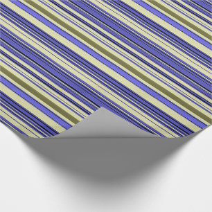 Papel De Presente Listras - Roxo Azul Amarelo Verde
