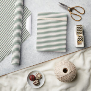 Papel De Presente Listras Simples Modernas Rústicas Verde Salvia