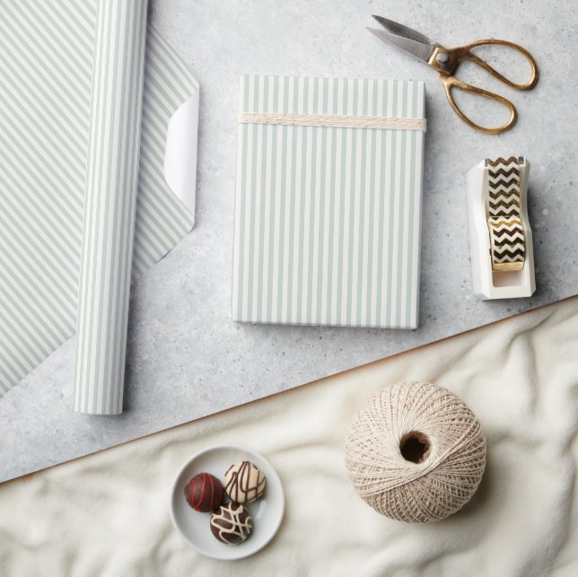 Papel De Presente Listras Simples - Sage Suave (Artesanato)