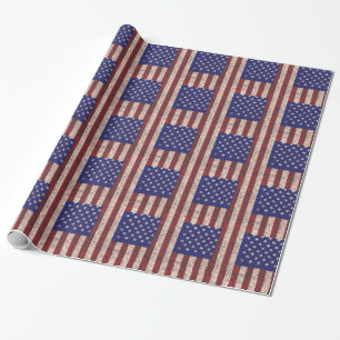 Papel De Presente Listras temáticos e estrelas da bandeira do grung