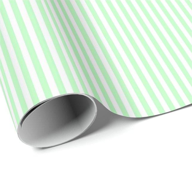 Papel De Presente Listras Verde Claro e Branco (Ponta do rolo)