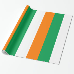 Papel De Presente Listras verdes brancas alaranjadas de Ireland