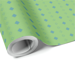 Papel De Presente Listras verdes diamante azul simples geométrico