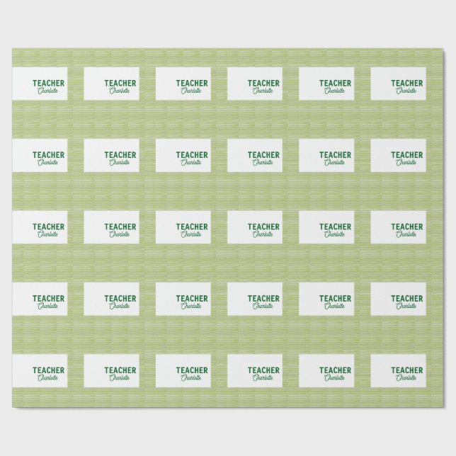 Papel De Presente Listras verdes e brancas de limão nome do professo (Aberto)