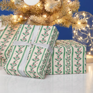 Papel De Presente Listras verdes retrô elegantes criativas santa bag