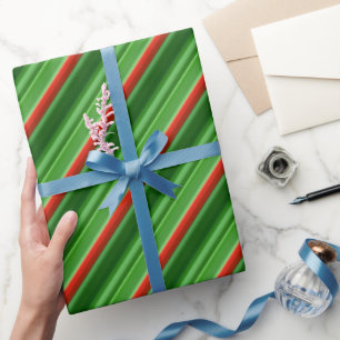 Papel De Presente Listras Vermelhas e Verdes