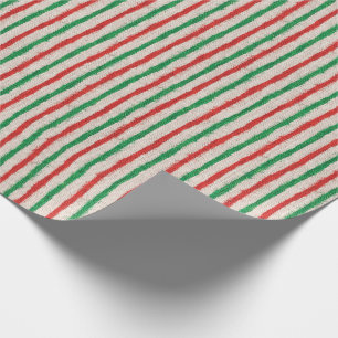 Papel De Presente Listras vermelhas e verdes do Natal do falso de