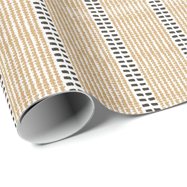 Papel De Presente Listras versáteis modernas simples amarelo preto c (Ponta do rolo)