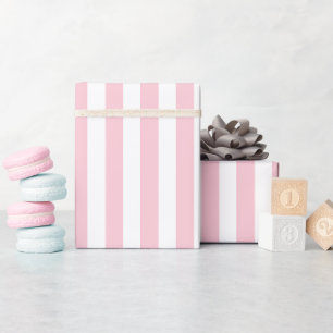 Papel De Presente Listras Verticais Bebê Rosa E Branco Listrado