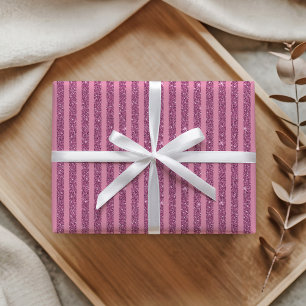 Papel De Presente Listras Verticais Brilho Rosa Blush Chic