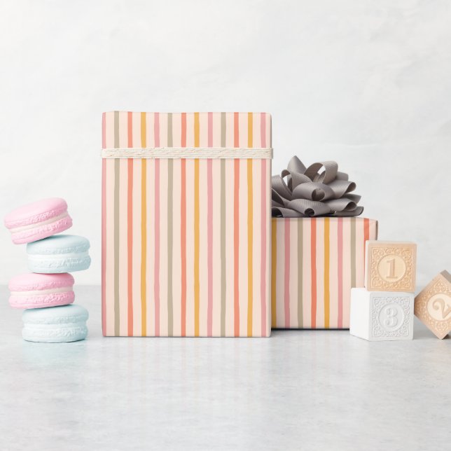 Papel De Presente Listras Verticais de Pastel Suave Presente Elegant (Chá de bebê)